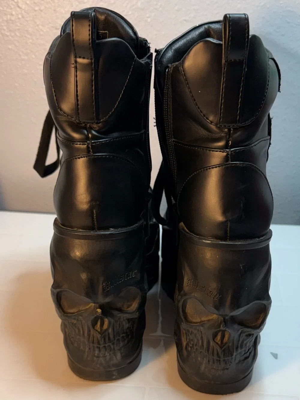 Killstar Black Platform Skull Combat Boots